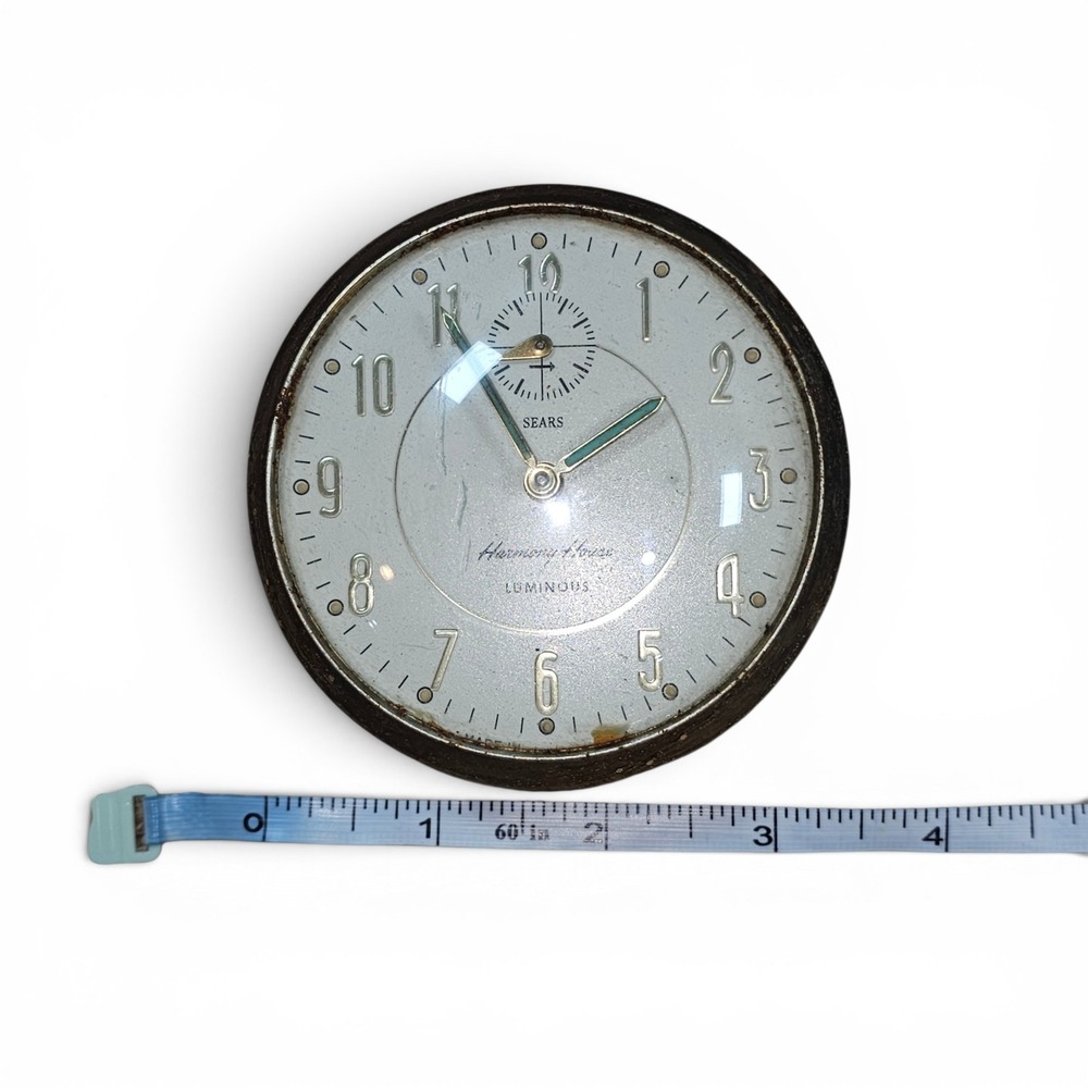Alarm Clock 3.5in Silver Fair Sears Harmony House Luminous Vintage MCM